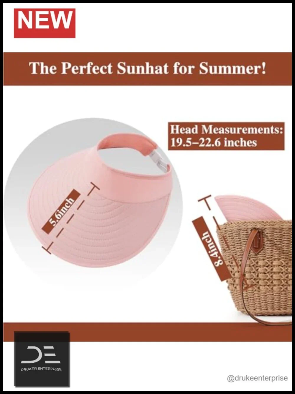 UPF50+ Wide Brim Sun Visor Hat - Lightweight Foldable Ponytail Sports Cap